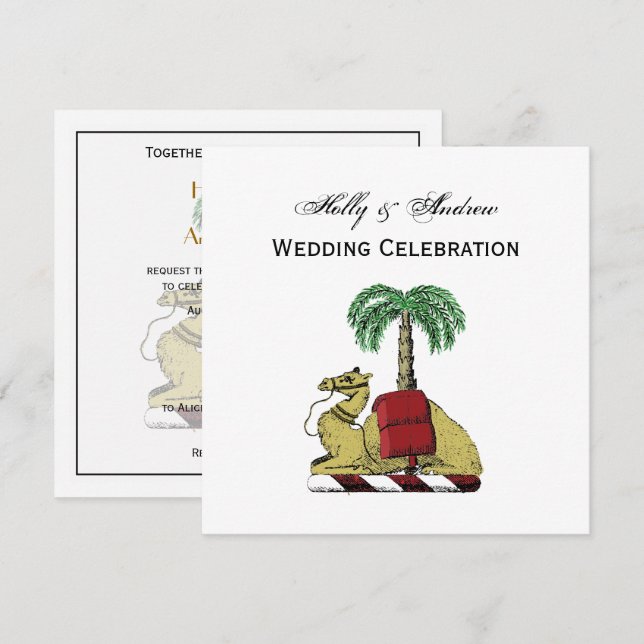 Heraldic Camel Palm Tree Color Coat of Arms Einladung (Vorne/Hinten)