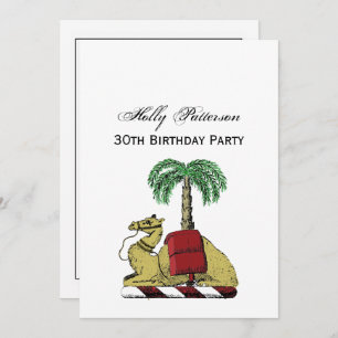 Heraldic Camel Palm Tree Color Coat of Arms Einladung
