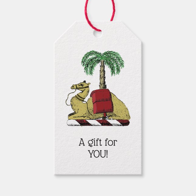 Heraldic Camel Palm Tree Color Coat of Arms Geschenkanhänger (Vorderseite)