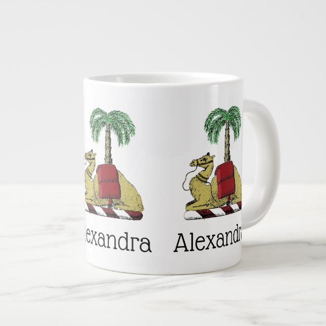 Heraldic Camel Palm Tree Color Coat of Arms Jumbo-Tasse (Vorderseite Rechts)