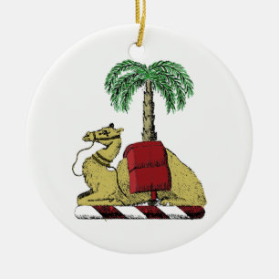 Heraldic Camel Palm Tree Color Coat of Arms Keramikornament