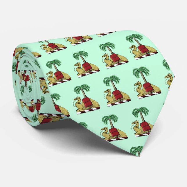 Heraldic Camel Palm Tree Color Coat of Arms Krawatte (Gerollt)