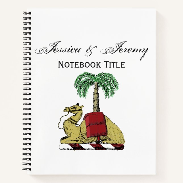 Heraldic Camel Palm Tree Color Coat of Arms Notizbuch (Vorderseite)