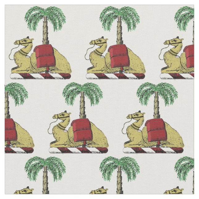 Heraldic Camel Palm Tree Color Coat of Arms Stoff (Nahaufnahme)
