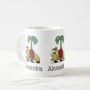 Heraldic Camel Palm Tree Color Coat of Arms Tasse