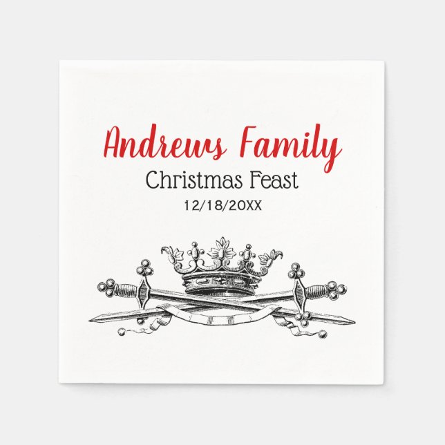 Heraldic Crown Crossed Schwerter Säbelfest Weihnac Serviette (Vorderseite)