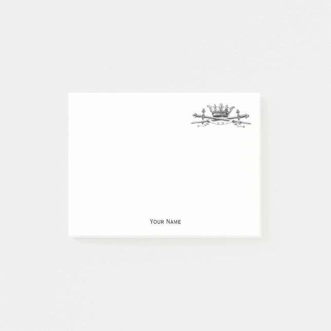 Heraldic Crown Crossed Schwerter Sabers Emblem Wap Post-it Klebezettel (Vorderseite)