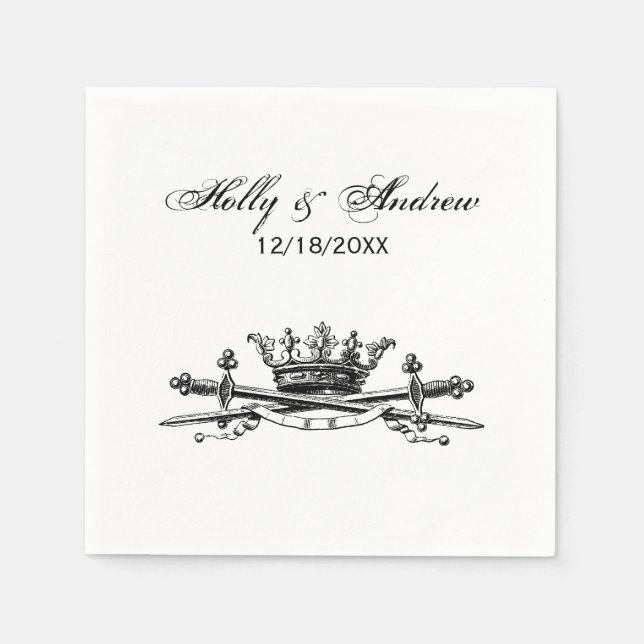 Heraldic Crown Crossed Schwerter Sabers Emblem Wap Serviette (Vorderseite)