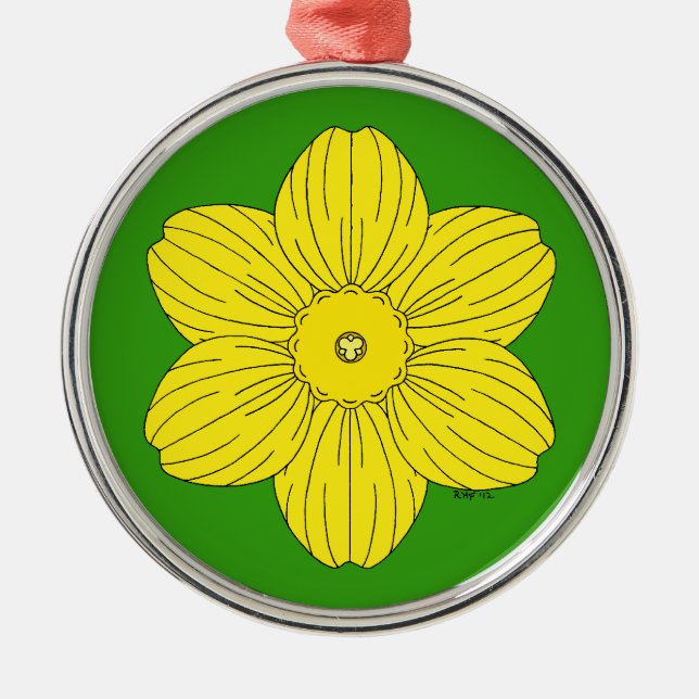 Heraldic Daffodil Ornament Aus Metall (Vorne)