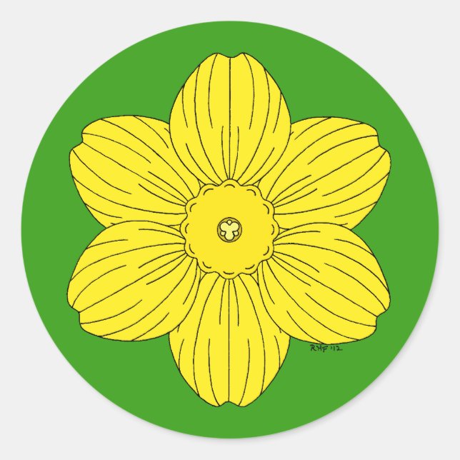 Heraldic Daffodil Runder Aufkleber (Vorderseite)