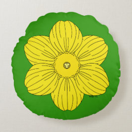 Heraldic Daffodil Rundes Kissen