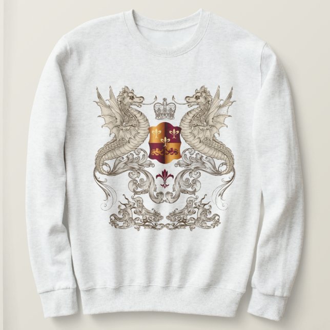 Heraldic Design mit Dragons Fleur Lis Sweatshirt (Design vorne)