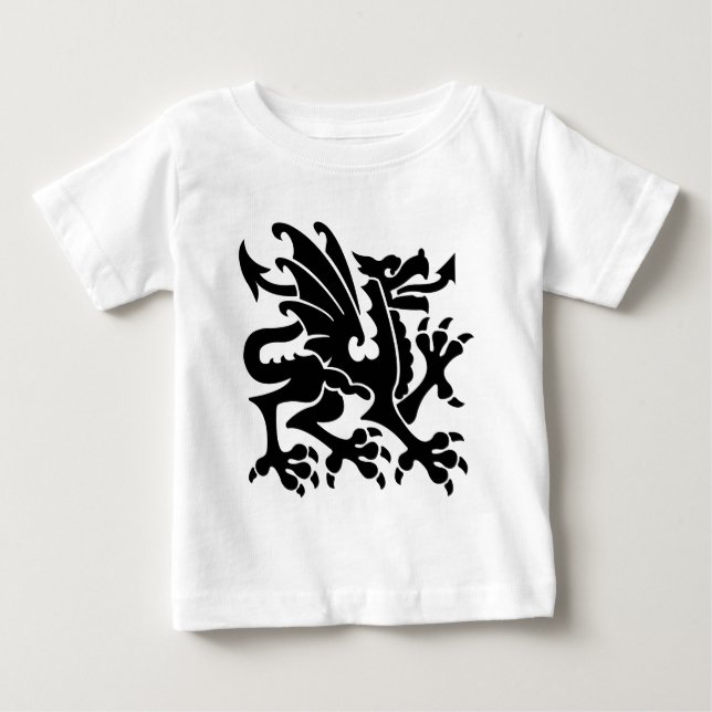 Heraldic Dragon 01 - Schwarz Baby T-shirt (Vorderseite)