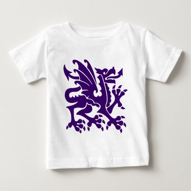Heraldic Dragon 01 - Tief Lila Baby T-shirt (Vorderseite)