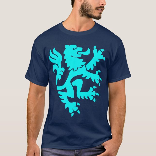 Heraldic Lion 01 - Cyan T-Shirt (Vorderseite)