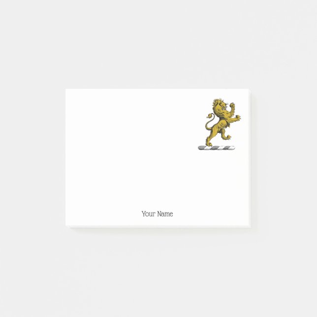 Heraldic Lion Stehendes Wappen Emblem C Post-it Klebezettel (Vorderseite)