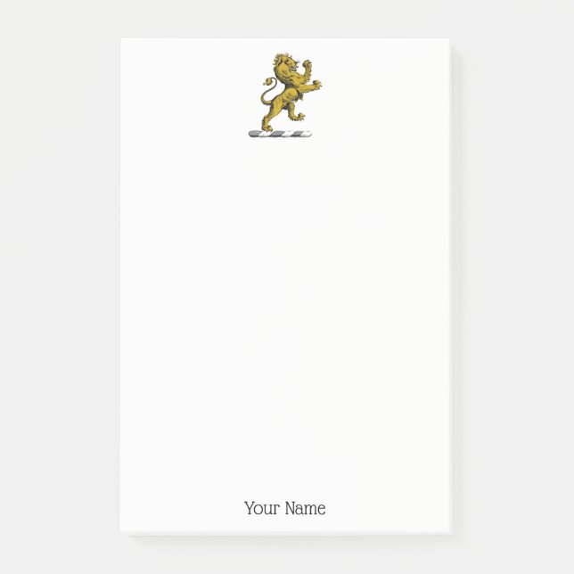 Heraldic Lion Stehendes Wappen Emblem C Post-it Klebezettel (Vorderseite)