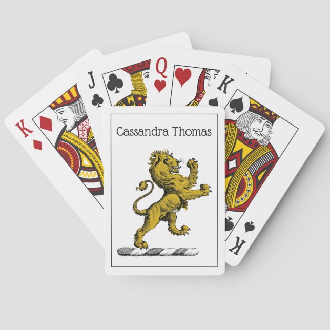 Heraldic Lion Stehendes Wappen Emblem C Spielkarten (Rückseite)