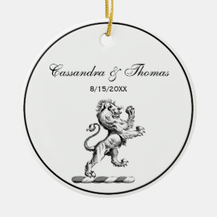 Heraldic Lion Stehendes Wappen Emblem Keramik Ornament