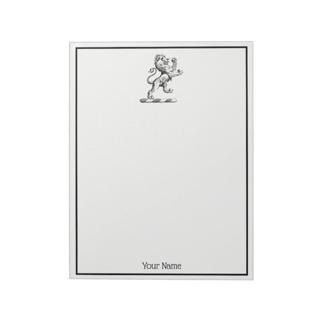 Heraldic Lion Stehendes Wappen Emblem Notizblock (Rotiert)
