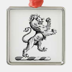Heraldic Lion Stehendes Wappen Emblem Ornament Aus Metall