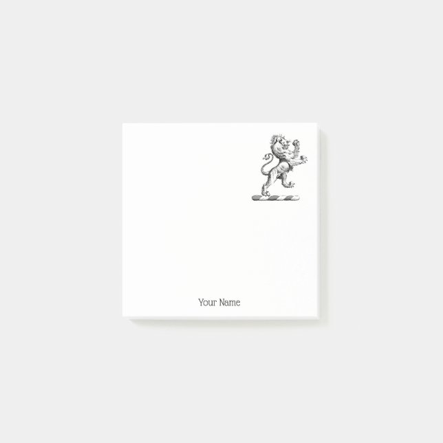 Heraldic Lion Stehendes Wappen Emblem Post-it Klebezettel (Vorderseite)