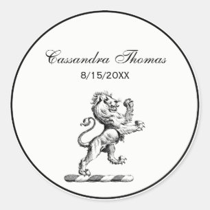 Heraldic Lion Stehendes Wappen Emblem Runder Aufkleber