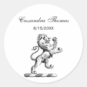 Heraldic Lion Stehendes Wappen Emblem Runder Aufkleber