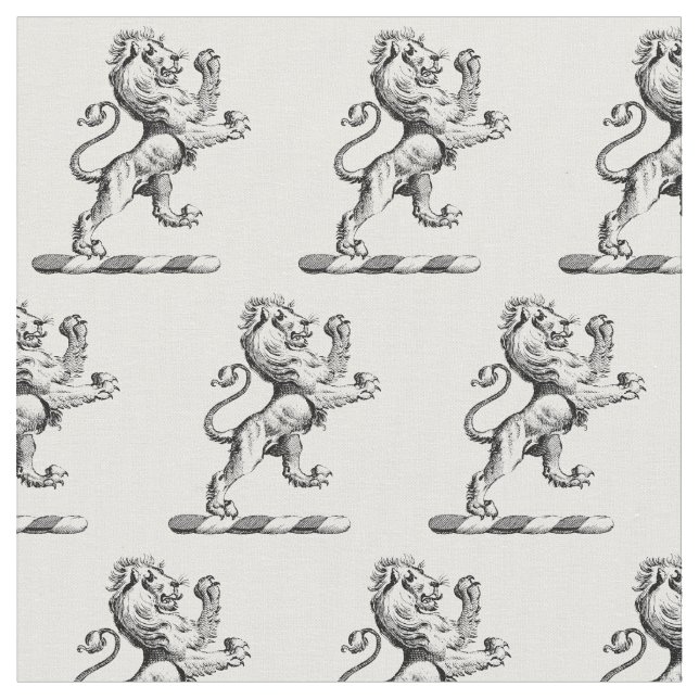 Heraldic Lion Stehendes Wappen Emblem Stoff (Nahaufnahme)