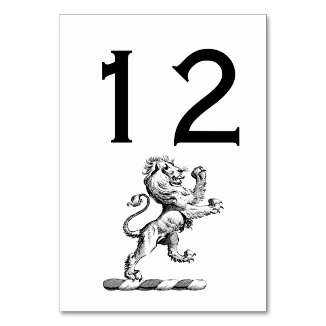 Heraldic Lion Stehendes Wappen Emblem Tischnummer (Vorderseite)