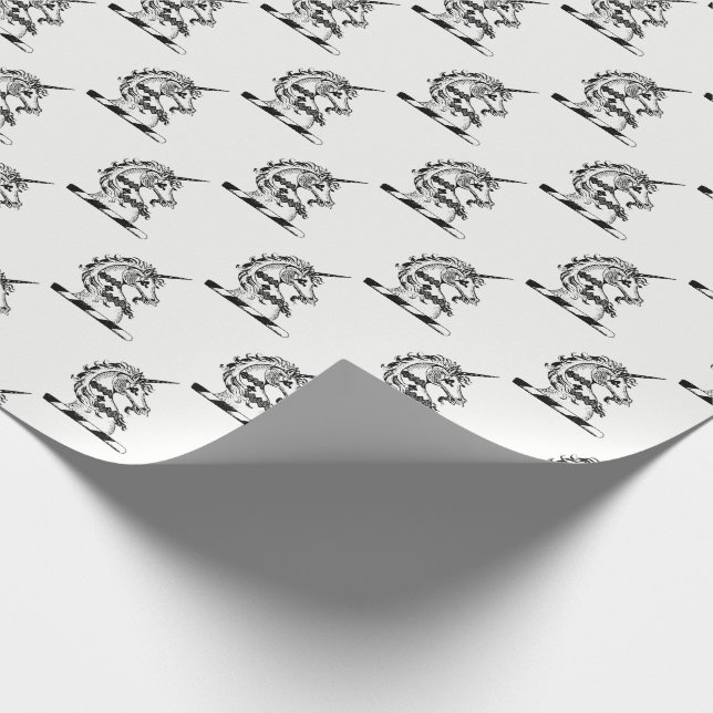 Heraldic Unicorn Head Coat of Arms Emblem Geschenkpapier (Ecke)