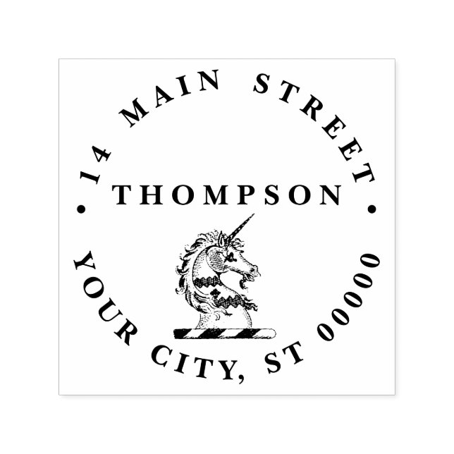 Heraldic Unicorn Head Coat of Arms Emblem Permastempel (Design)