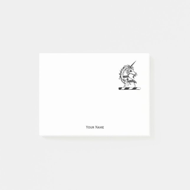 Heraldic Unicorn Head Coat of Arms Emblem Post-it Klebezettel (Vorderseite)