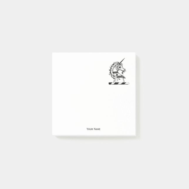 Heraldic Unicorn Head Coat of Arms Emblem Post-it Klebezettel (Vorderseite)