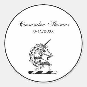 Heraldic Unicorn Head Coat of Arms Emblem Runder Aufkleber