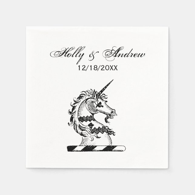 Heraldic Unicorn Head Coat of Arms Emblem Serviette (Vorderseite)