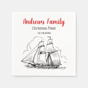 Heraldic Vintag Nautical Clipper Ship #2 Wappen Serviette