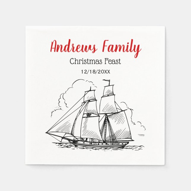Heraldic Vintag Nautical Clipper Ship #2 Wappen Serviette (Vorderseite)