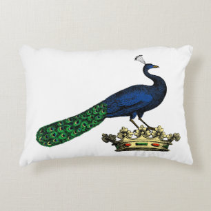 Heraldic Vintag Stylized Peacock auf Kronen C Dekokissen