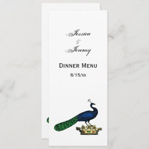 Heraldic Vintag Stylized Peacock auf Kronen C Einladung