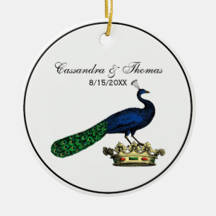 Heraldic Vintag Stylized Peacock auf Kronen C Keramik Ornament