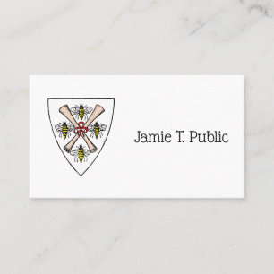 Heraldic Vintage 4 Bienen Schriftrollen auf Schild Visitenkarte