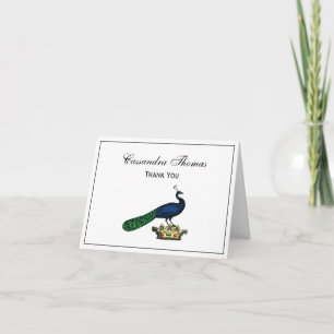 Heraldisch Vintage stilisierter Pfau auf Krone C Dankeskarte