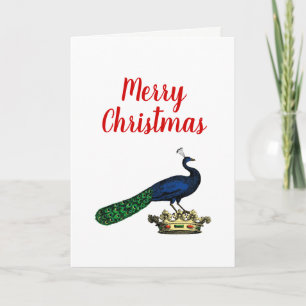 Heraldisch Vintage stilisierter Pfau auf Krone C Feiertagskarte