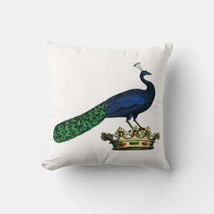 Heraldisch Vintage stilisierter Pfau auf Krone C Kissen