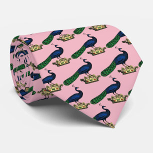 Heraldisch Vintage stilisierter Pfau auf Krone C Krawatte