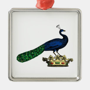 Heraldisch Vintage stilisierter Pfau auf Krone C Ornament Aus Metall