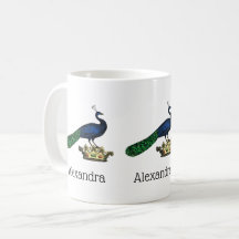 Heraldisch Vintage stilisierter Pfau auf Krone C