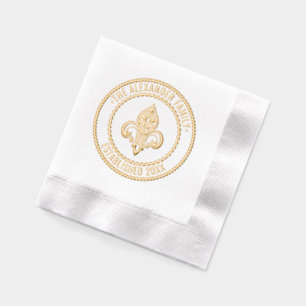 Heraldische Fleur de Lis #26B Familienname Datum G Servietten Mit Folie
