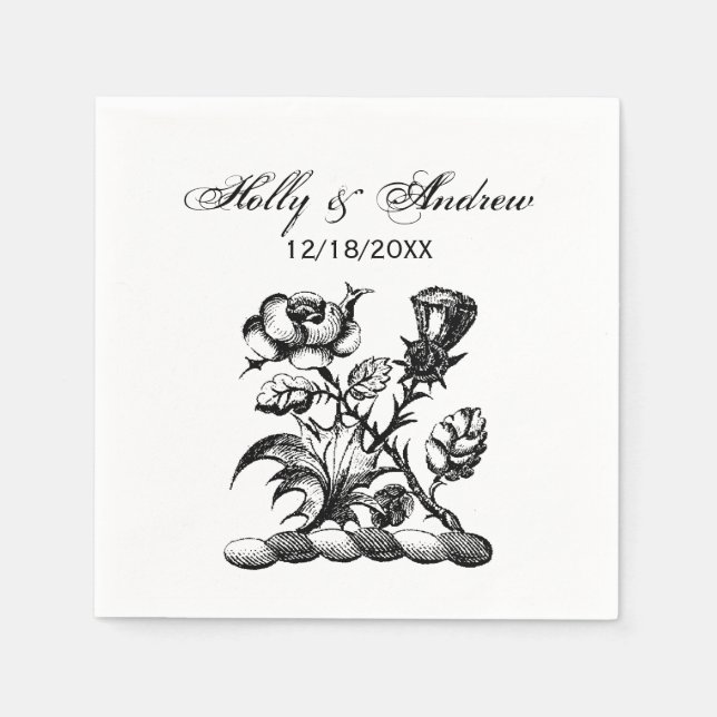 Heraldische Rose und dünne Schicht aus Wappen Embl Serviette (Vorderseite)